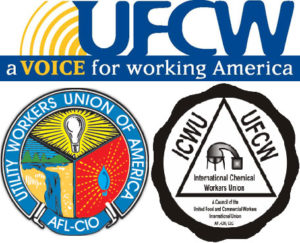 UWUA, UFCW, ICWU logos