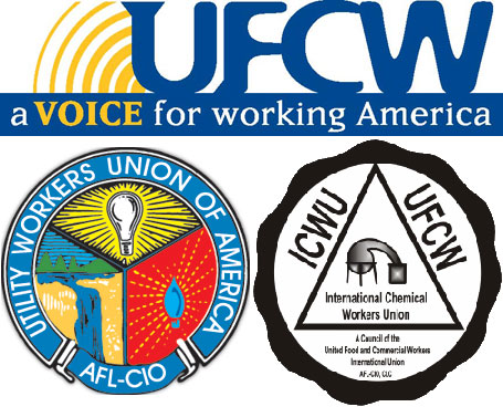 UWUA, UFCS, ICWU logos